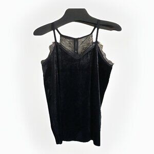 Vintage Black Lace Velvet Top Women’s Medium Whimsigoth‎ Buttons